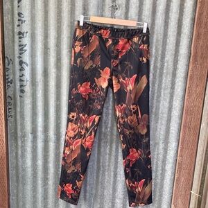 Sanctuary Black Leggings with Orange Floral Print